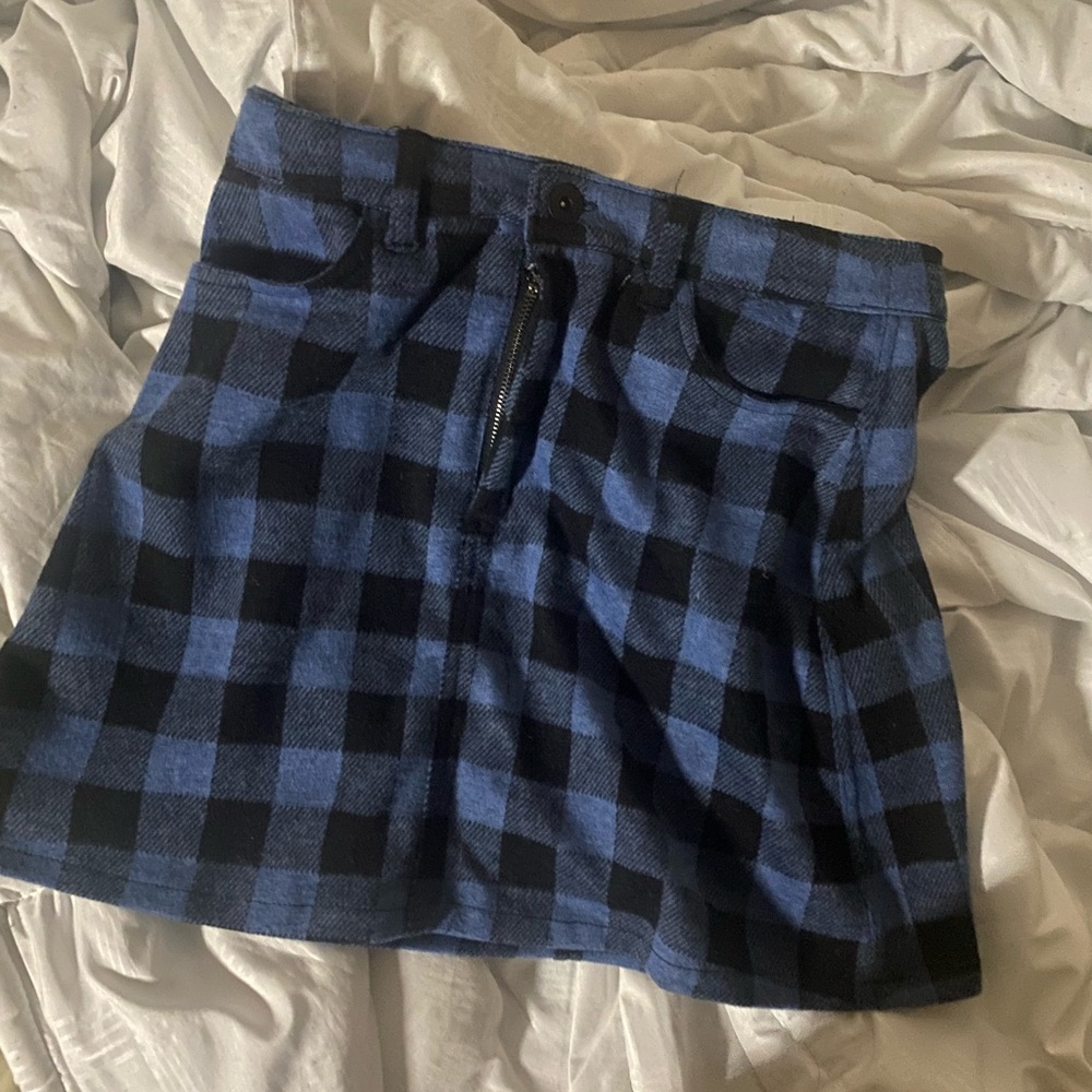 Blue plaid mini skirt